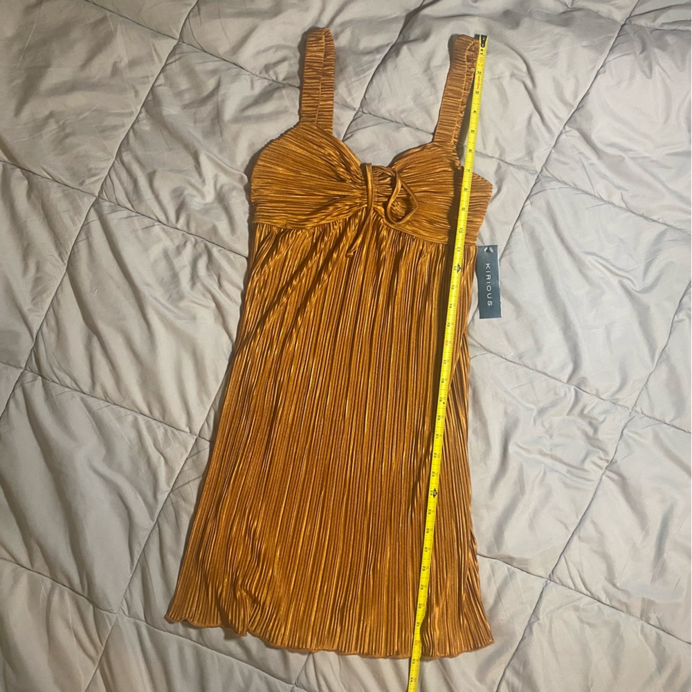 Elegant Copper Pleated Dress - Picture 5 of 7
